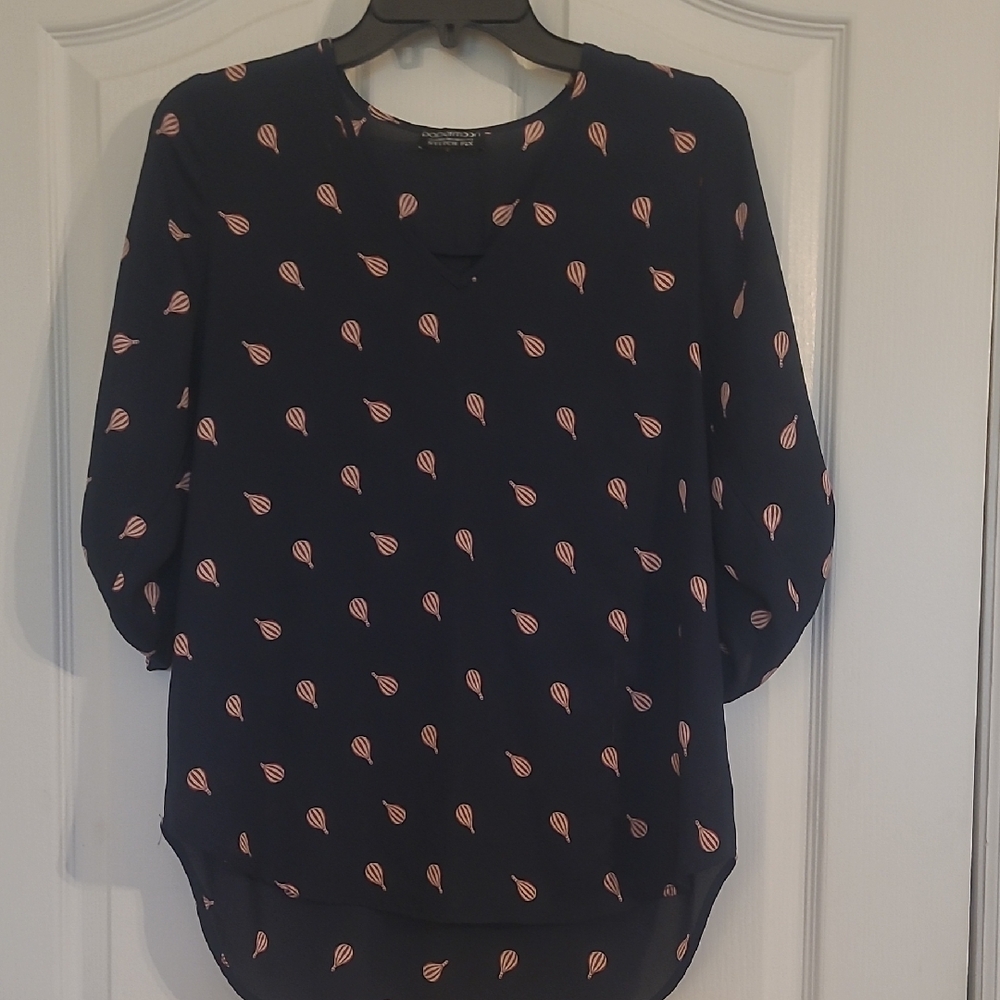 Papermoon Blue 3/4 Sleeve Mandarin Collar Blouse